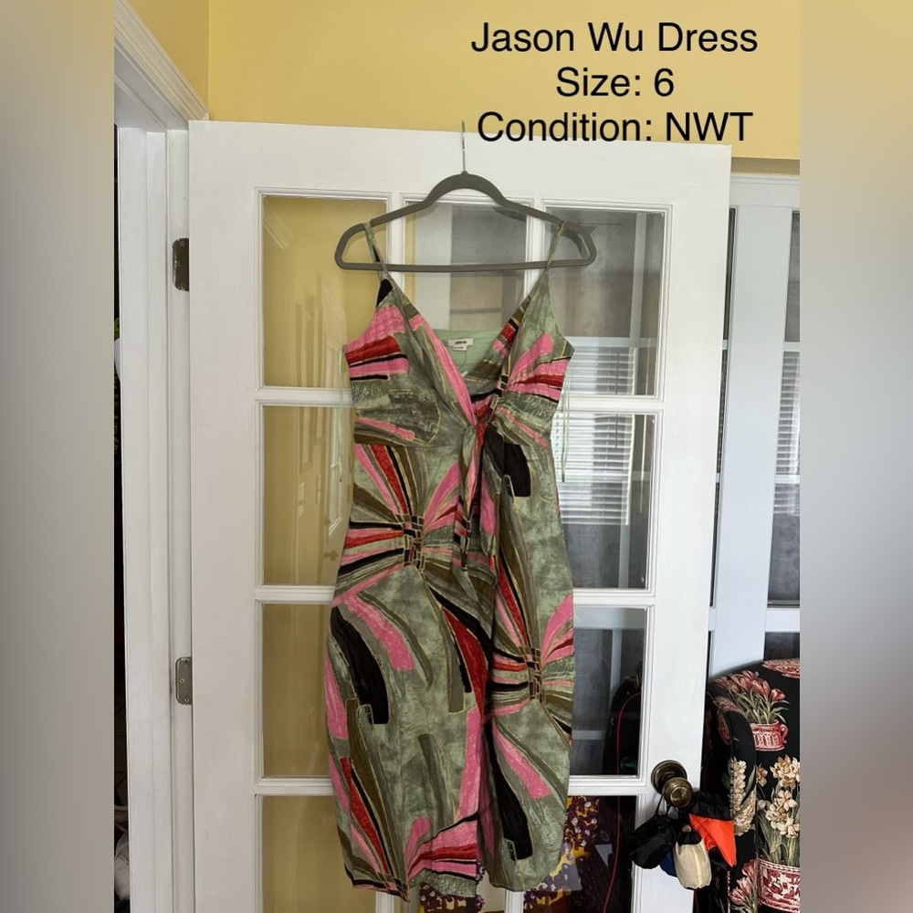 Jason Wu Green and Pink Midi Dress